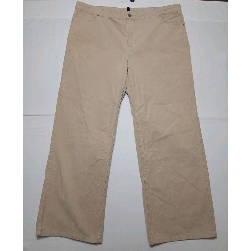 Divided Women's 100% Cotton Beige High-rise Wide Leg Corduroy‎ Pants Size 18